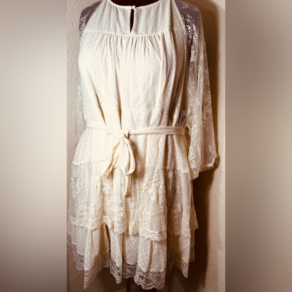 $90 ⭐️ NEW Sz 4x 26 Festi for Torrid Lace Clip Tiered Bohemian Dress - Picture 8 of 13